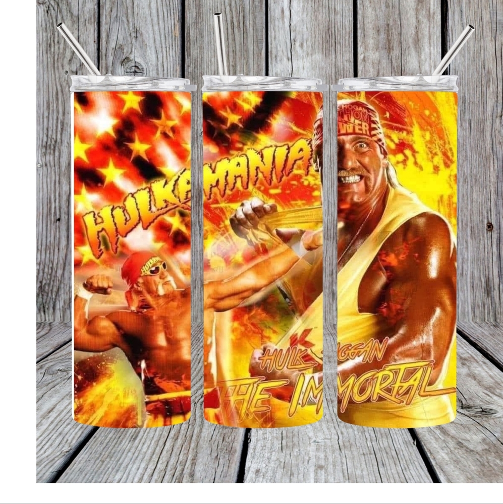 Hulkamania Tumbler with Straw - Vibrant Yellow and Red